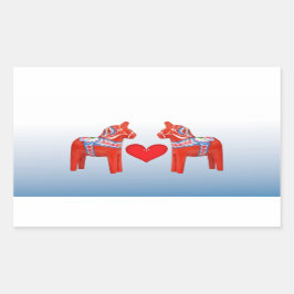 Dala Horse Twin Skandinavien Kunst mit dem Herzen Rechteckiger Aufkleber