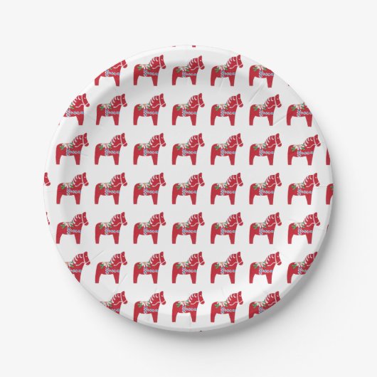 Dala Horse von Julia Persson-Morrill Papierplatte Pappteller (Vorderseite)
