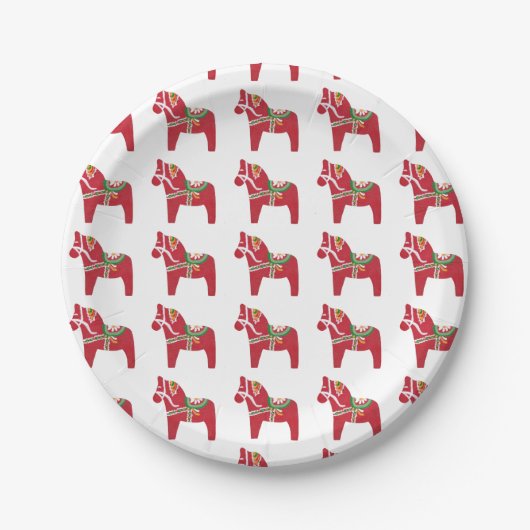 Dala Horse von Julia Persson-Morrill Papierplatte Pappteller (Vorderseite)