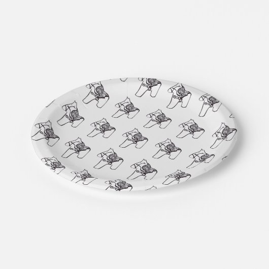 Dala Horse von Julia Persson-Morrill Papierplatte Pappteller (Schrägansicht)