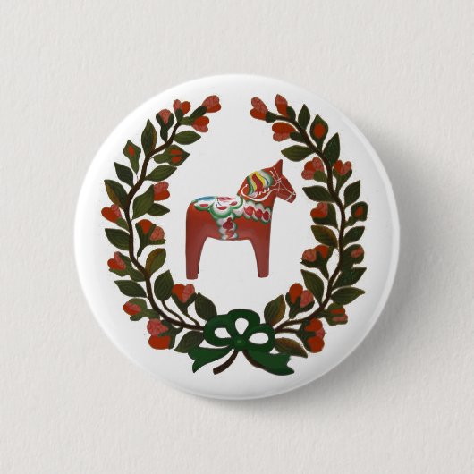 Dala Horse Wreath Button (Vorderseite)