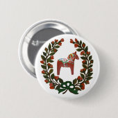 Dala Horse Wreath Button (Vorne & Hinten)