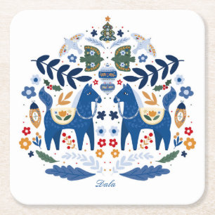 Dala Horse - Zuhause Sweet Zuhause Rechteckiger Pappuntersetzer