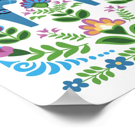 Dala Horses Blue Poster (Ecke)