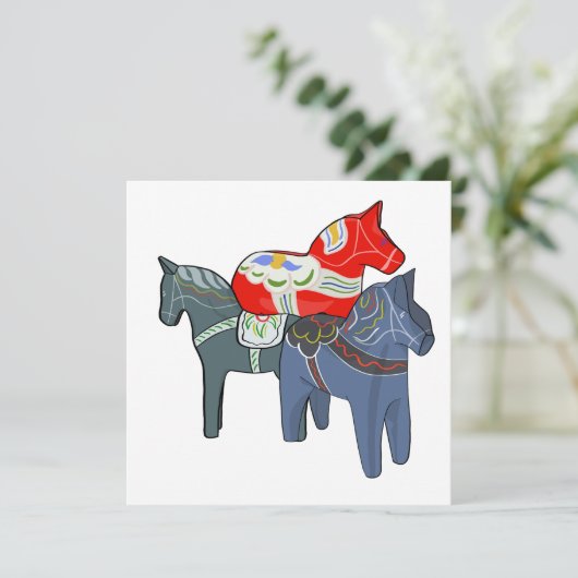 Dala Horses Einladung (Stehend Vorderseite)
