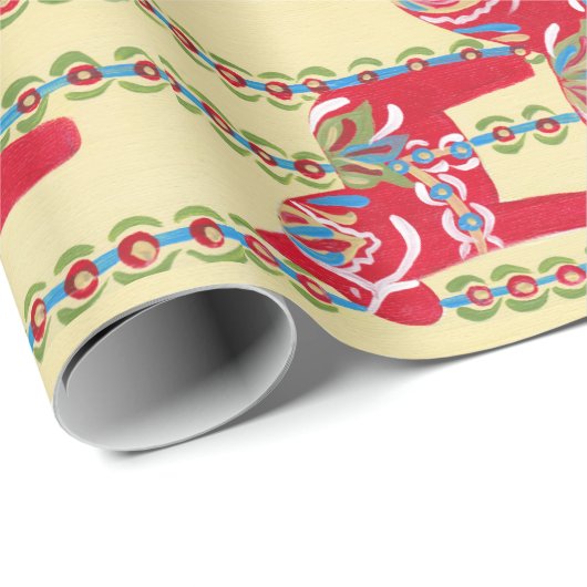 Dala Horses Geschenkpapier (Rolleneckpunkt)