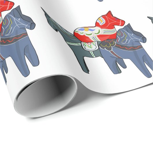 Dala Horses Geschenkpapier (Rolleneckpunkt)