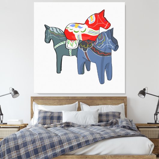 Dala Horses Leinwanddruck (Insitu (Schlafzimmer))