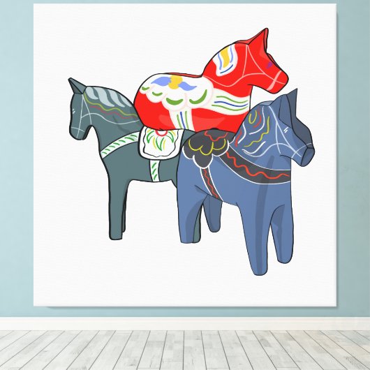 Dala Horses Leinwanddruck (Insitu (Holzboden))