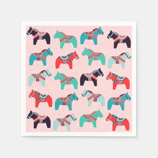 Dala Horses Paper Napkins Serviette (Vorderseite)