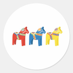 Dala Horses Runder Aufkleber