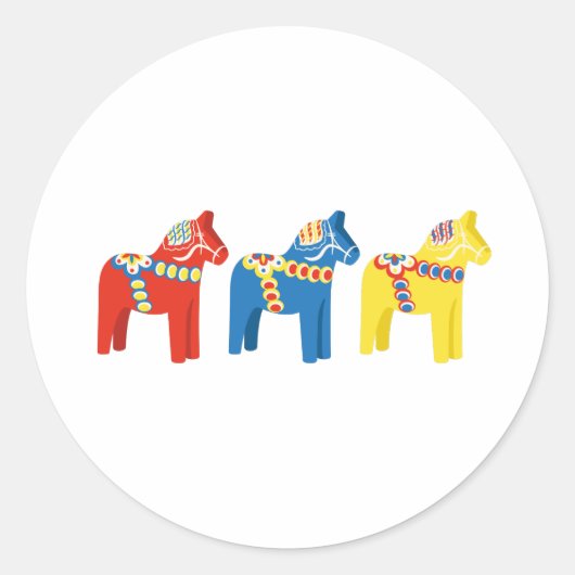 Dala Horses Runder Aufkleber (Vorderseite)