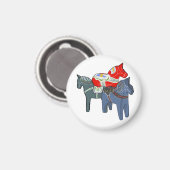 Dala Horses Square Magnet (Vorderseite/Rückseite)