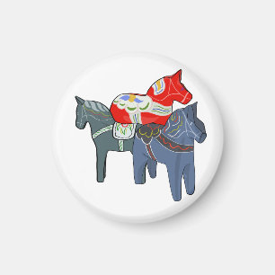 Dala Horses Square Magnet