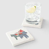 Dala Horses Square Steinuntersetzer (Seitenansicht)