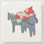 Dala Horses Square Steinuntersetzer (Vorderseite)