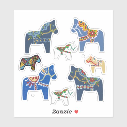 Dala Horses Sticker (Blatt)