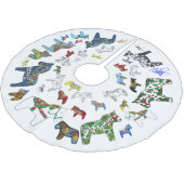 Dala Horses Tree Skirt Polyester Weihnachtsbaumdecke (Schrägansicht)