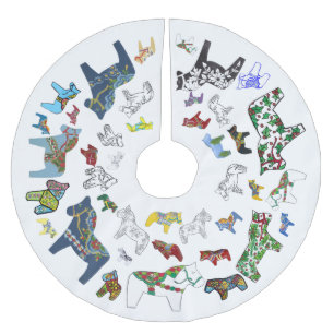 Dala Horses Tree Skirt Polyester Weihnachtsbaumdecke