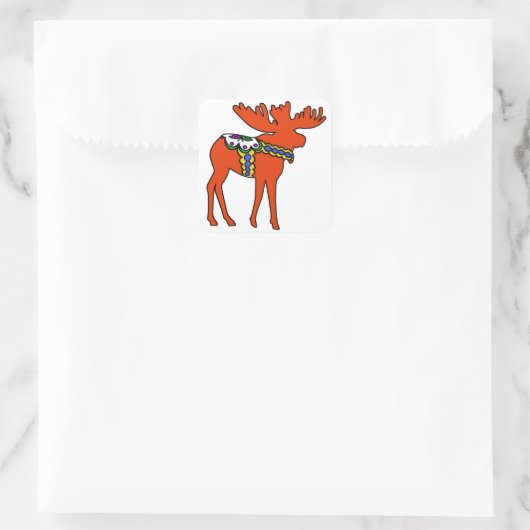 Dala Moose Quadratischer Aufkleber (Tasche)