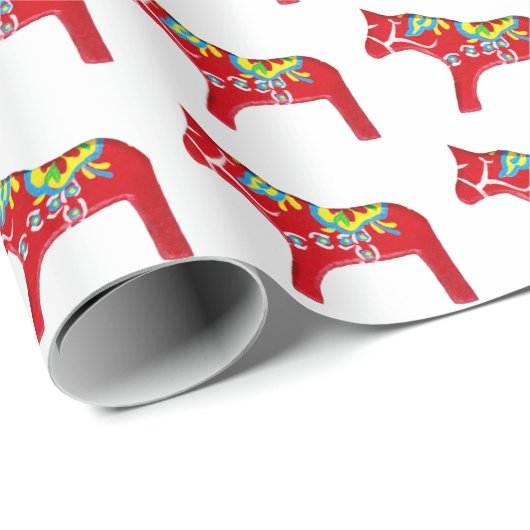 Dala Pferd, das Papper einwickelt Geschenkpapier (Rolleneckpunkt)