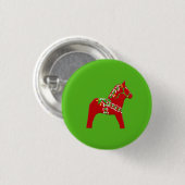 Dala Pferd in Rot und Grün Button (Vorne & Hinten)