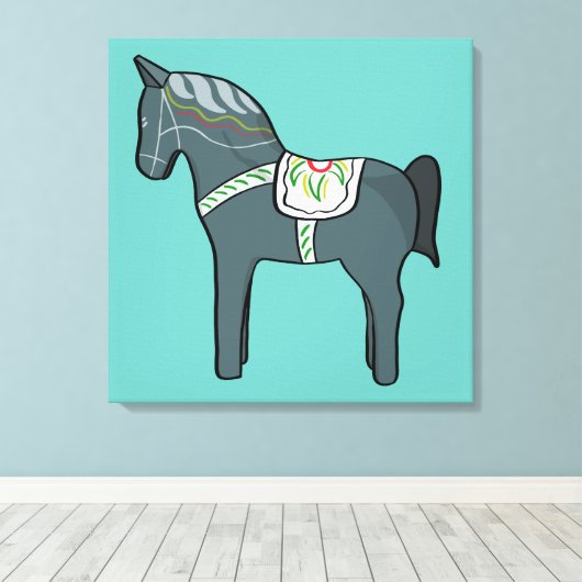 Dala Pferd Leinwanddruck (Insitu (Holzboden))