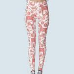 Dala Pferd Schwedisch Rot und Weiß Muster Leggings<br><div class="desc">Dala oder Dalecarlian Pferdemuster in rot und weiß. Schwedisches Volksstil-Design.</div>