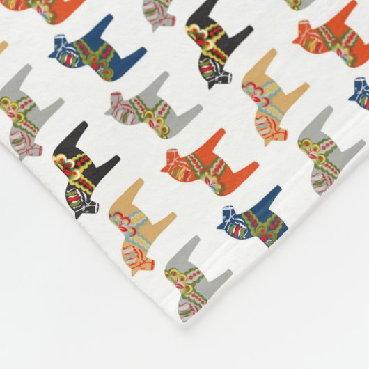 Dala Pferd Schwedisches Volksmuster Fleecedecke (Ecke)