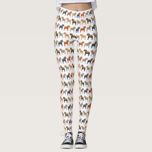 Dala Pferd Schwedisches Volksmuster Leggings (Vorderseite)