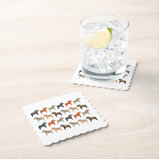 Dala Pferd Schwedisches Volksmuster Untersetzer (Vor Ort)