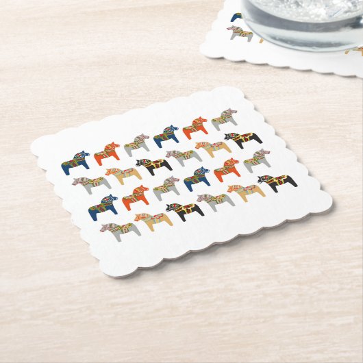 Dala Pferd Schwedisches Volksmuster Untersetzer (angewinkelt)