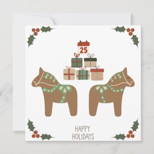 Dala-Pferd Skandinavische Weihnachtskarte Einladung (Vorderseite)