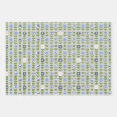 Dala Pferd und florales schwedisches Folkloremuste Geschenkpapier Set (Vorderseite)