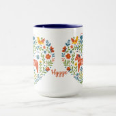 Dala-Pferd-Volkskunst-Hygge-Herzmuster-Tasse Tasse (Zentrum)