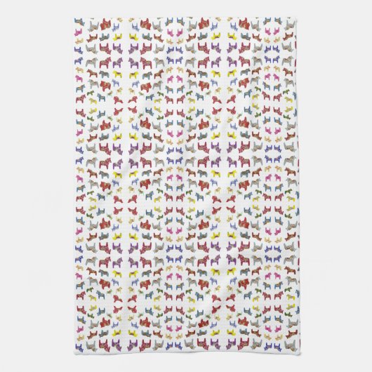 Dala Pferde in mehrfarbigen Farben Geschirrtuch (Vertikal)