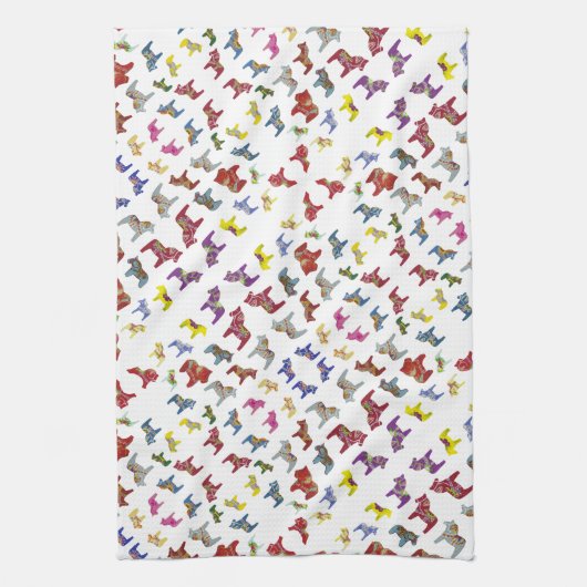 Dala Pferde in mehrfarbigen Farben Geschirrtuch (Vertikal)