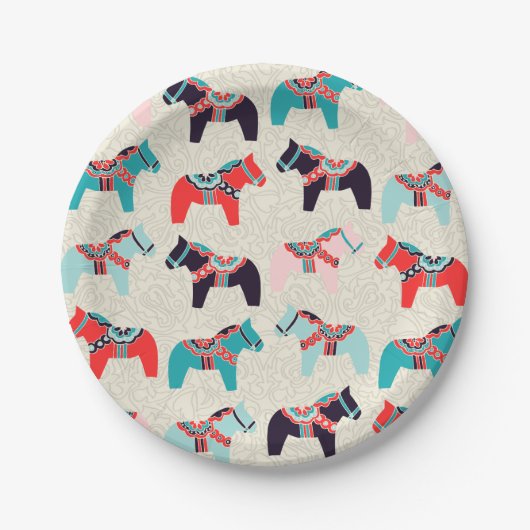 Dala Pferde Papier Teller (Vorderseite)