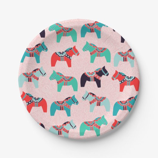 Dala Pferde Papier Teller (Vorderseite)