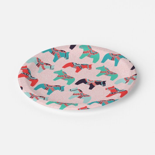 Dala Pferde Papier Teller (Schrägansicht)