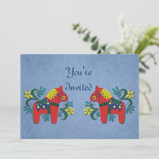 Dala PferdeParty Einladung (Stehend Vorderseite)