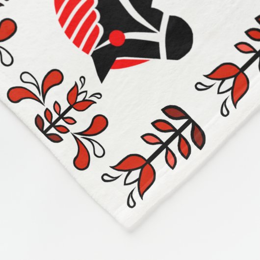 Dala schwarzes Volkspferd, Norweger, Blau/Rot Fleecedecke (Ecke)