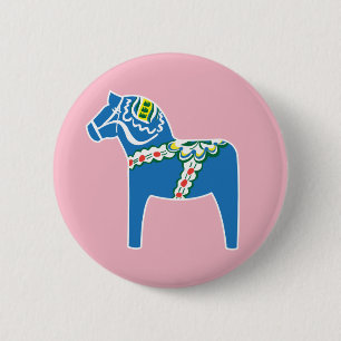 Dalahäst   Dala Pferd blau Button