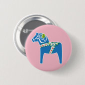 Dalahäst | Dala Pferd blau Button (Vorne & Hinten)