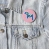 Dalahäst | Dala Pferd blau Button (Beispiel)