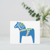 Dalahäst | Dala Pferd blau Postkarte (Stehend Vorderseite)