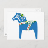 Dalahäst | Dala Pferd blau Postkarte (Vorne/Hinten)