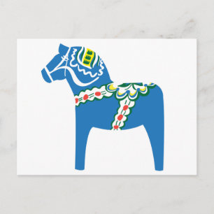 Dalahäst Dala Pferd blau Postkarte