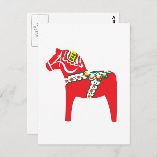 Dalahäst | Dala Pferd Postkarte (Vorne/Hinten)