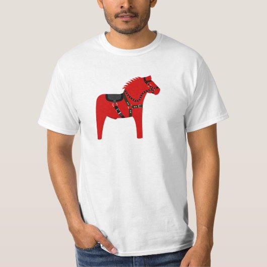 Dalahäst in Ledergurt T-Shirt (Vorderseite)